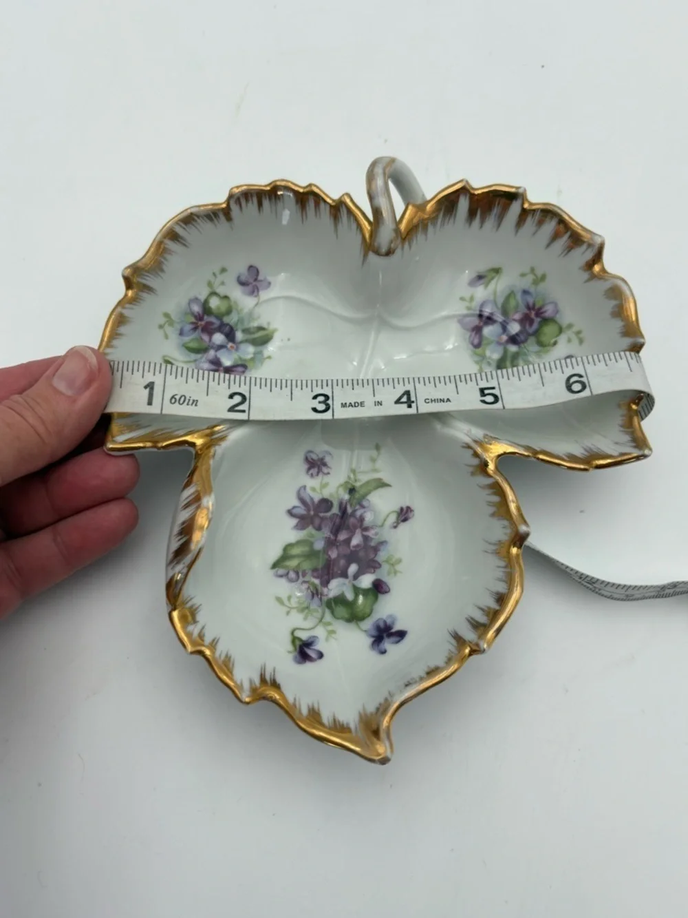 Vintage Kelvin Fine China Hand Painted Purple Violets Trinket Dish